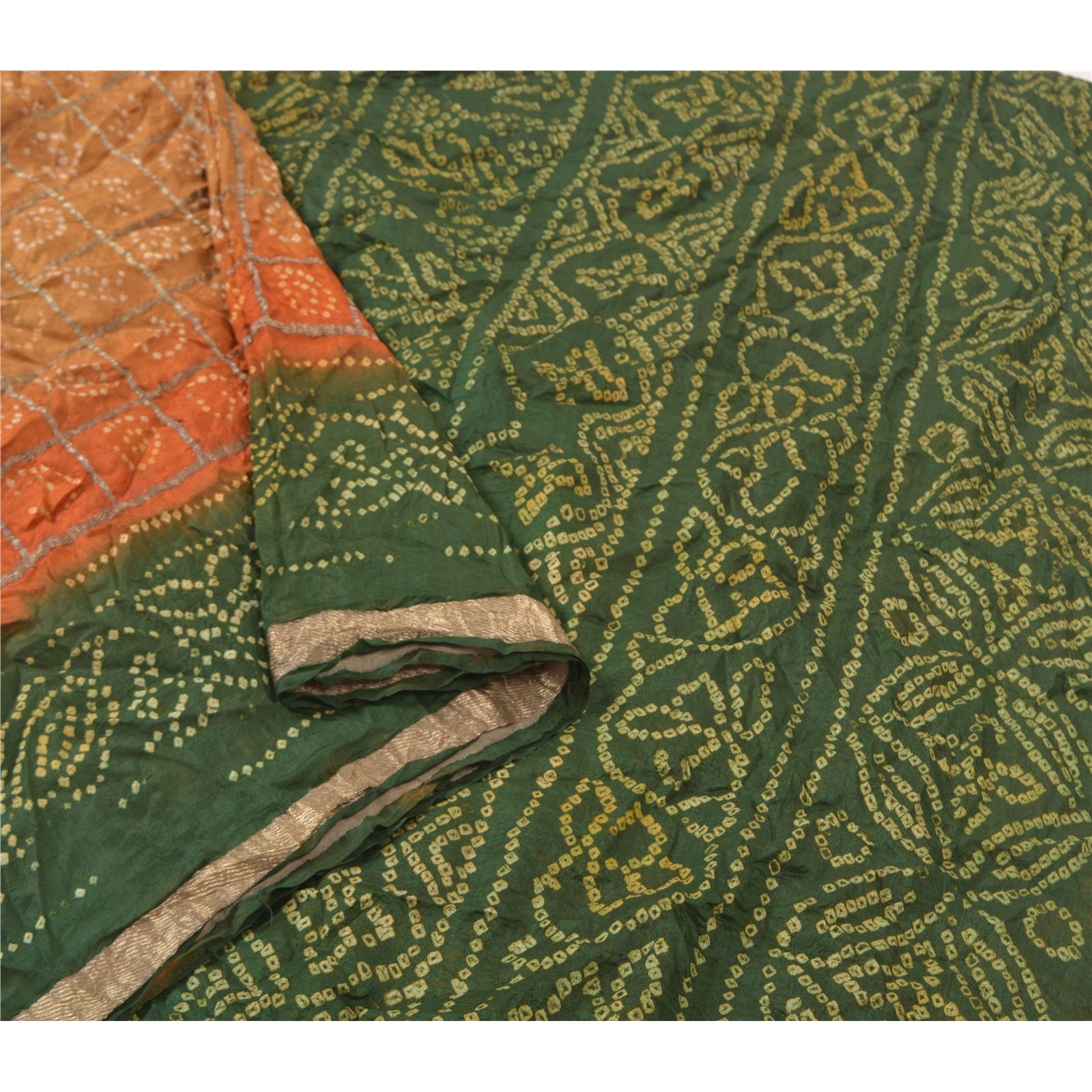 Vintage Sari Art Silk Green Heavy store Sarees Banarasi Brocade Woven Fabric