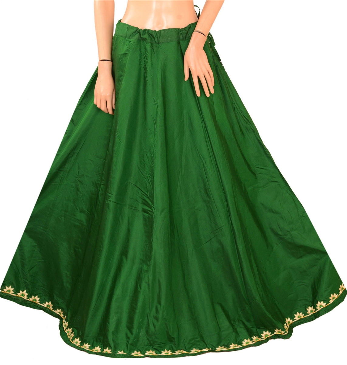 Sanskriti Vintage Indian Bollywood Women Long Skirt Embroidered Green