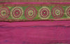 Vintage Sari Border Antique Hand Embroidered Phulkari 1 YD Trim Sewing Pink Lace