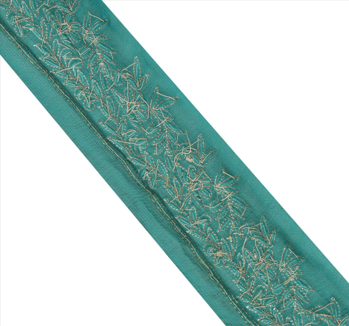 Sanskriti Vintage Sari Border Hand Beaded 1 YD Indian Trim Sewing Green Lace