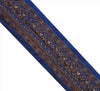 Sanskriti Vintage Sari Border Hand Beaded 1 YD Indian Trim Sewing Blue Zari Lace