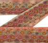 Vintage Sari Border Antique Hand Beaded 1 YD Indian Trim Sewing Peach Zari Lace