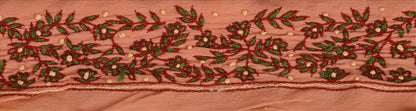 Vintage Sari Border Antique Hand Embroidered 1 YD Indian Trim Ribbon Peach Lace