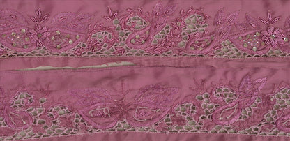 Vintage Sari Border Antique Hand Beaded 1 YD Indian Trim Sewing Pink Zari Lace