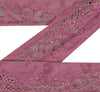 Vintage Sari Border Antique Hand Beaded 1 YD Indian Trim Sewing Pink Zari Lace