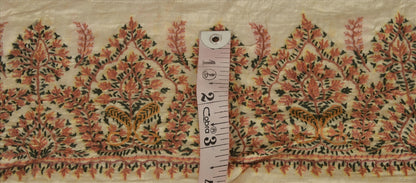 Vintage Sari Border Antique Hand Embroidered Suzani 1 YD Trim Sewing Cream Lace