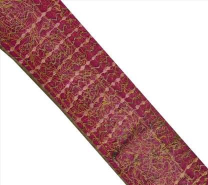 Vintage Sari Border Antique Hand Beaded 1 YD Indian Trim Sewing Pink Lace