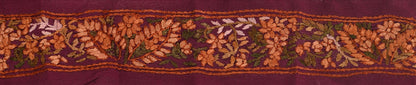 Sanskriti Vintage Sari Border Craft Purple Trim Hand Embroidered 1YD Ribbon Lace