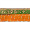 Vintage Sari Border Antique Hand Beaded Leheria 1 YD Trim Sewing Orange Lace