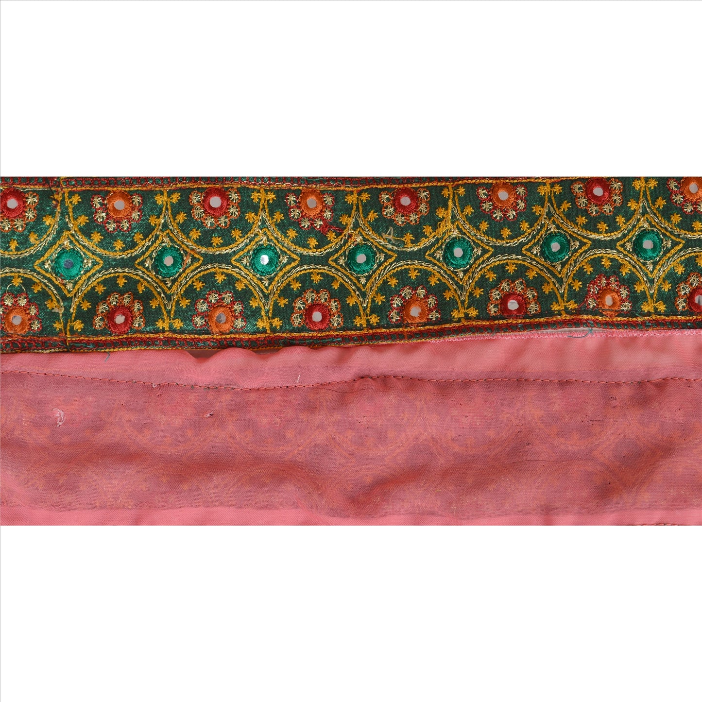 Vintage Sari Border Antique Embroidered 1 YD Indian Trim Sewing Pink Patch Lace