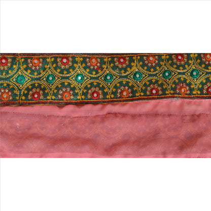 Vintage Sari Border Antique Embroidered 1 YD Indian Trim Sewing Pink Patch Lace