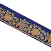 Vintage Sari Border Antique Embroidered 1 YD Indian Trim Sewing Blue Floral Lace