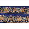 Vintage Sari Border Antique Embroidered 1 YD Indian Trim Sewing Blue Floral Lace