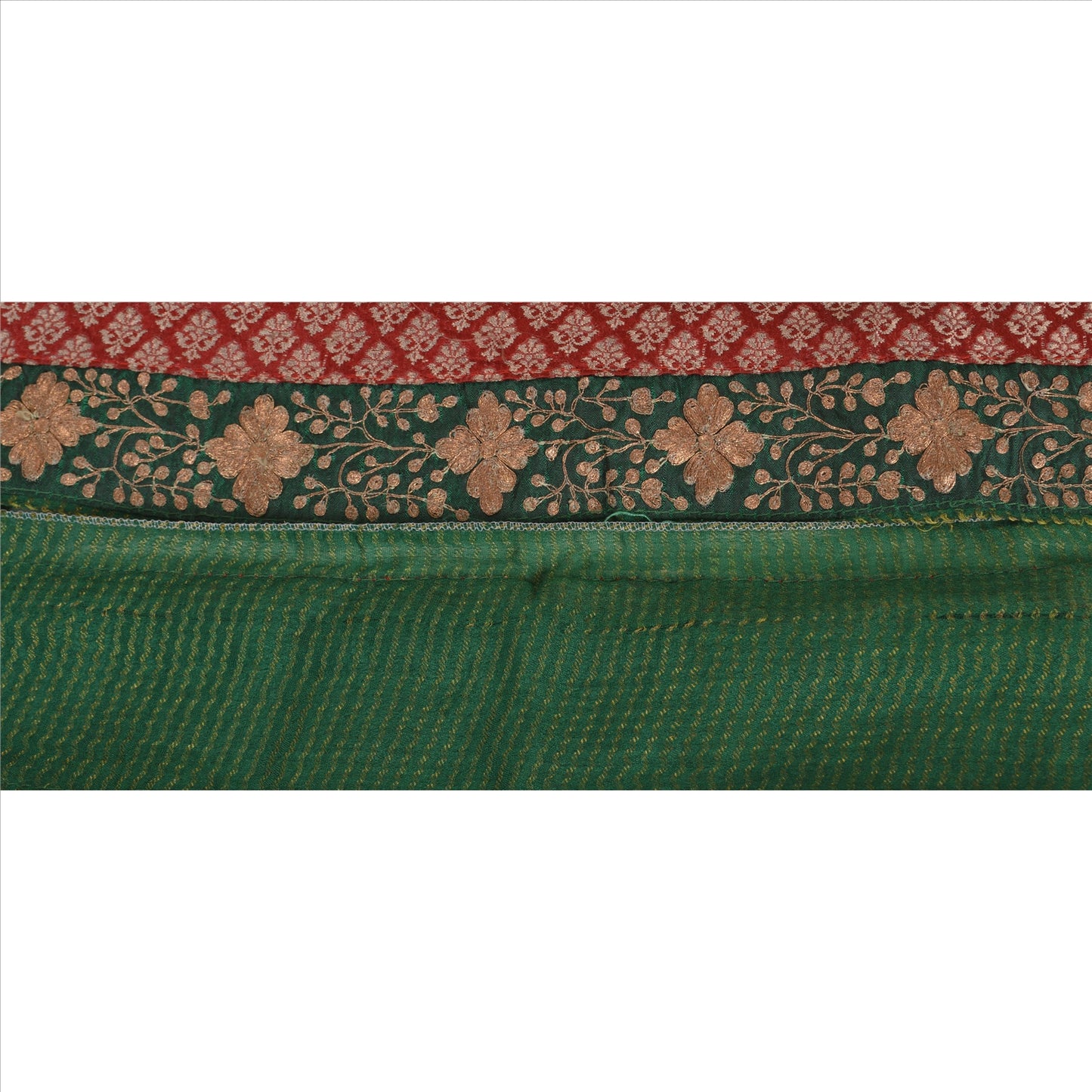 Vintage Sari Border Antique Hand Embroidered 1 YD Indian Trim Sewing Green Lace