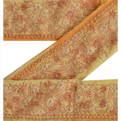 Vintage Sari Border Antique Embroidered 1 YD Indian Trim Sewing Cream Lace