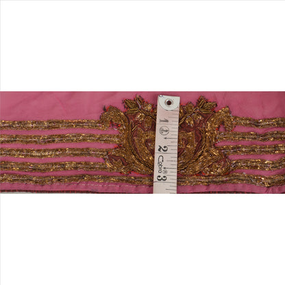 Sanskriti Vintage Sari Border Hand Embroidered 1YD Indian Trim Sewing Pink Lace