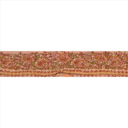 Sanskriti Vintage Sari Border Hand Embroidered 1YD Indian Trim Sewing Peach Lace