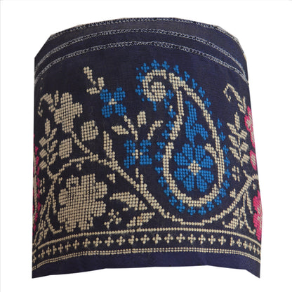 SANSKRITI VINTAGE Border Hand Embroidered 1 YD Indian Trim Sewing Blue Lace