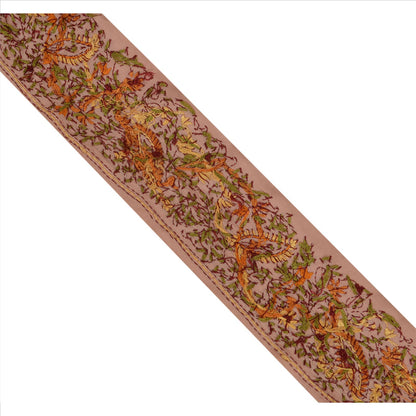 Sanskriti Vintage Sari Border Hand Embroidered 1YD Indian Trim Sewing Peach Lace