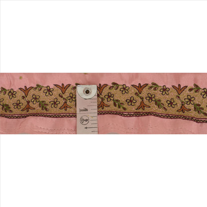 Sanskriti Vintage Sari Border Hand Embroidered 1 YD Indian Trim Ribbon Pink Lace