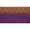 Sanskriti Vintage Sari Border Hand Beaded 1 YD Trim Sewing Purple Mirror Lace