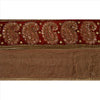 Sanskriti Vintage Sari Border Hand Beaded 1 Yard Trims Sewing Brown Patch Lace