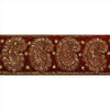 Sanskriti Vintage Sari Border Hand Beaded 1 Yard Trims Sewing Brown Patch Lace