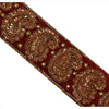 Sanskriti Vintage Sari Border Hand Beaded 1 Yard Trims Sewing Brown Patch Lace