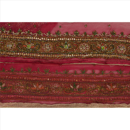 Sanskriti Vintage Sari Border Hand Beaded 1 YD Indian Trim Sewing Purple Lace