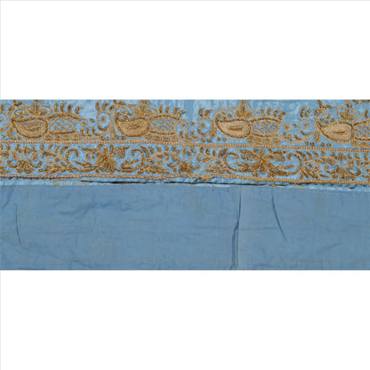 Sanskriti Vintage Sari Border Hand Beaded 1 YD Indian Trim Sewing Blue Zari Lace