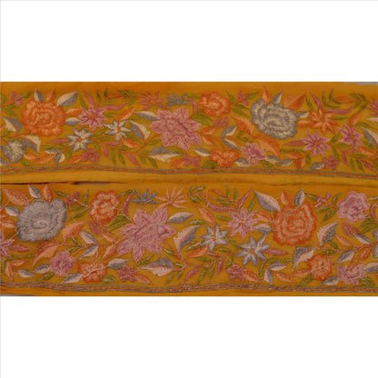 Sanskriti Vintage Sari Border Embroidered 1 YD Indian Trim Sewing Saffron Lace