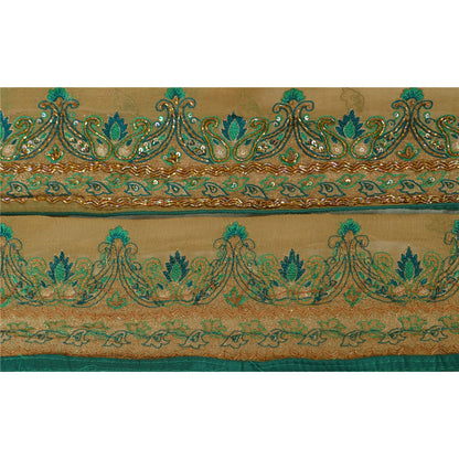 Sanskrit Vintage Sari Border Hand Beaded 1YD Indian Trim Sewing Green Deco Lace