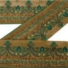 Sanskrit Vintage Sari Border Hand Beaded 1YD Indian Trim Sewing Green Deco Lace