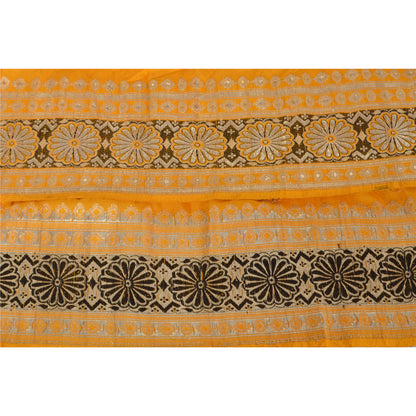 Sanskriti Vintage Sari Border Woven Brocade Woven 1 YD Trim Sewing Yellow Lace