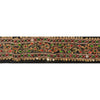 Sanskriti Vintage Sari Border Hand Bead 1YD Trim Sewing Black Kundan Stone Lace