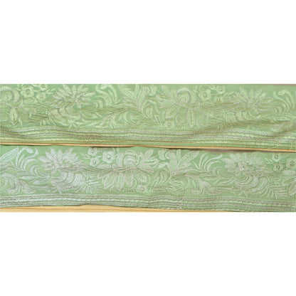 Sanskriti Vintage Sari Border Embroidered 1 YD Trim Sewing Green Indian Lace