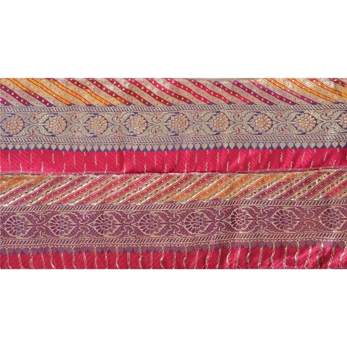 Sanskriti Vintage Sari Border Woven Brocade 1 YD Trim Craft Sewing Pink Lace