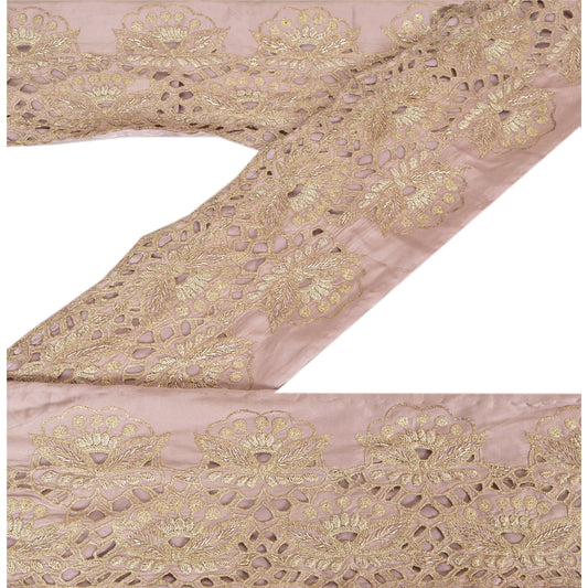 Sanskriti Vintage Sari Border Hand Embroidered 1 YD Trim Sewing Pink Craft Lace