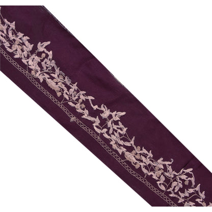 Sanskriti Vintage Sari Border Hand Embroidered 1YD Craft Trim Ribbon Purple Lace