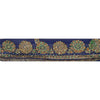 Sanskriti Vintage Sari Border Hand Beaded 1YD Trim Sewing Blue Kundan Stone Lace