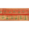 Sanskriti Vintage Sari Border Woven Brocade 1 Yard Trims Craft Sewing Red Lace