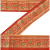 Sanskriti Vintage Sari Border Woven Brocade 1 Yard Trims Craft Sewing Red Lace