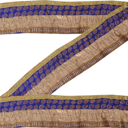 Sanskriti Vintage Sari Border Embroidered 1 YD Trim Sewing Blue Craft Decor Lace