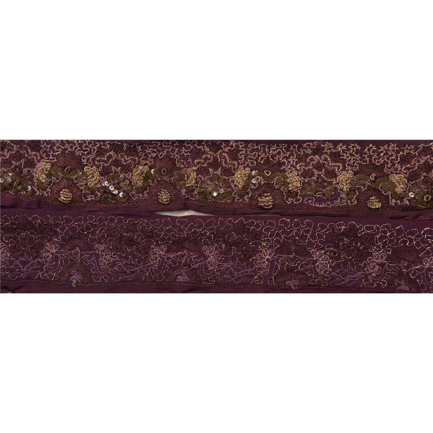 Sanskriti Vintage Sari Border Hand Beaded 1 YD Indian Trim Sewing Purple Lace