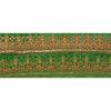 Sanskriti Vintage Sari Border Hand Beaded 1YD Trim Sewing Green Deco Lace