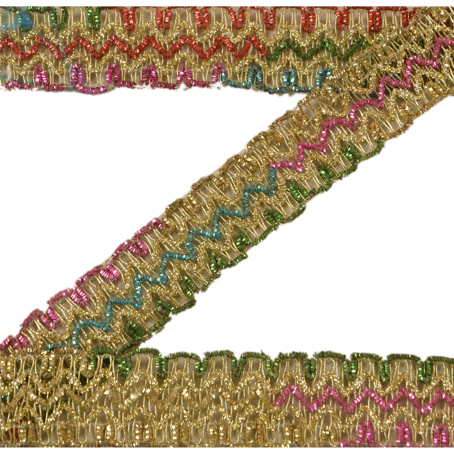 Sanskrit Vintage Sari Border Hand Embroidered 1YD Indian Trim Ribbon Golden Lace