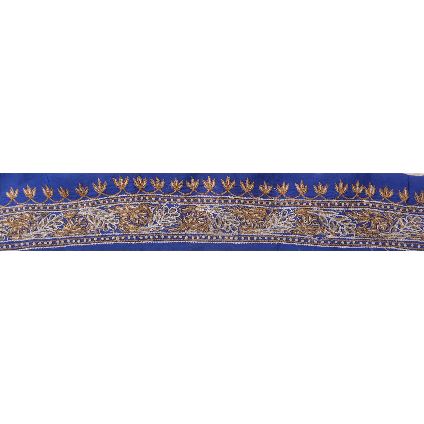 Sanskriti Vintage Sari Border Hand Embroidered 1 YD Indian Trim Ribbon Blue Lace