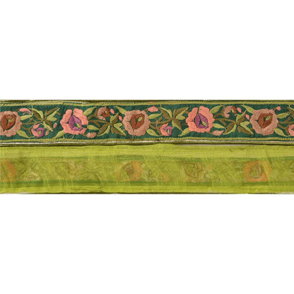 Sanskriti Vintage Sari Border Embroidered 1 YD Trim Sewing Green Craft Lace