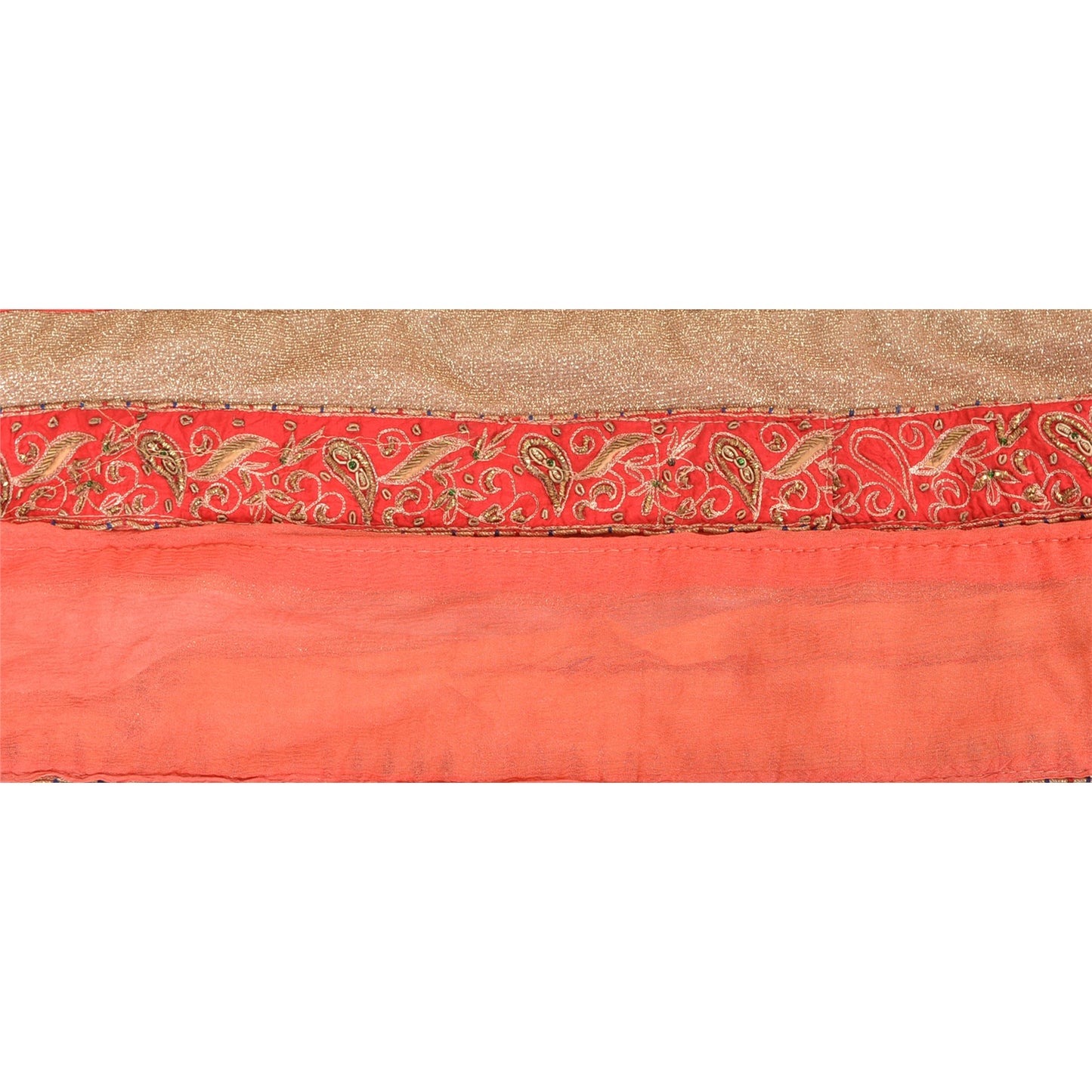 Sanskriti Vintage Sari Border Hand Beaded 1 Yard Indian Trim Sewing Red Lace