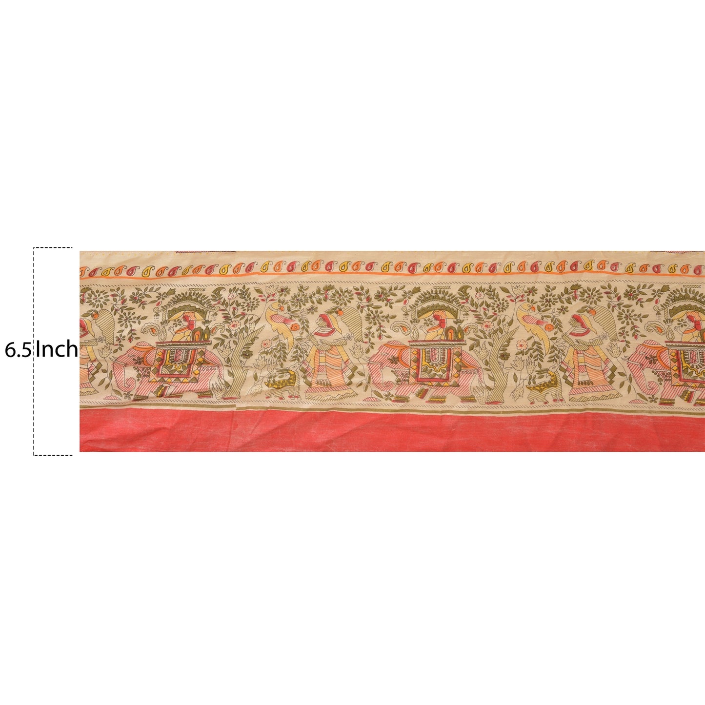 Sanskriti Vintage Sari Border Madhubani Printed 1YD Trim Sewing Cream Craft Lace